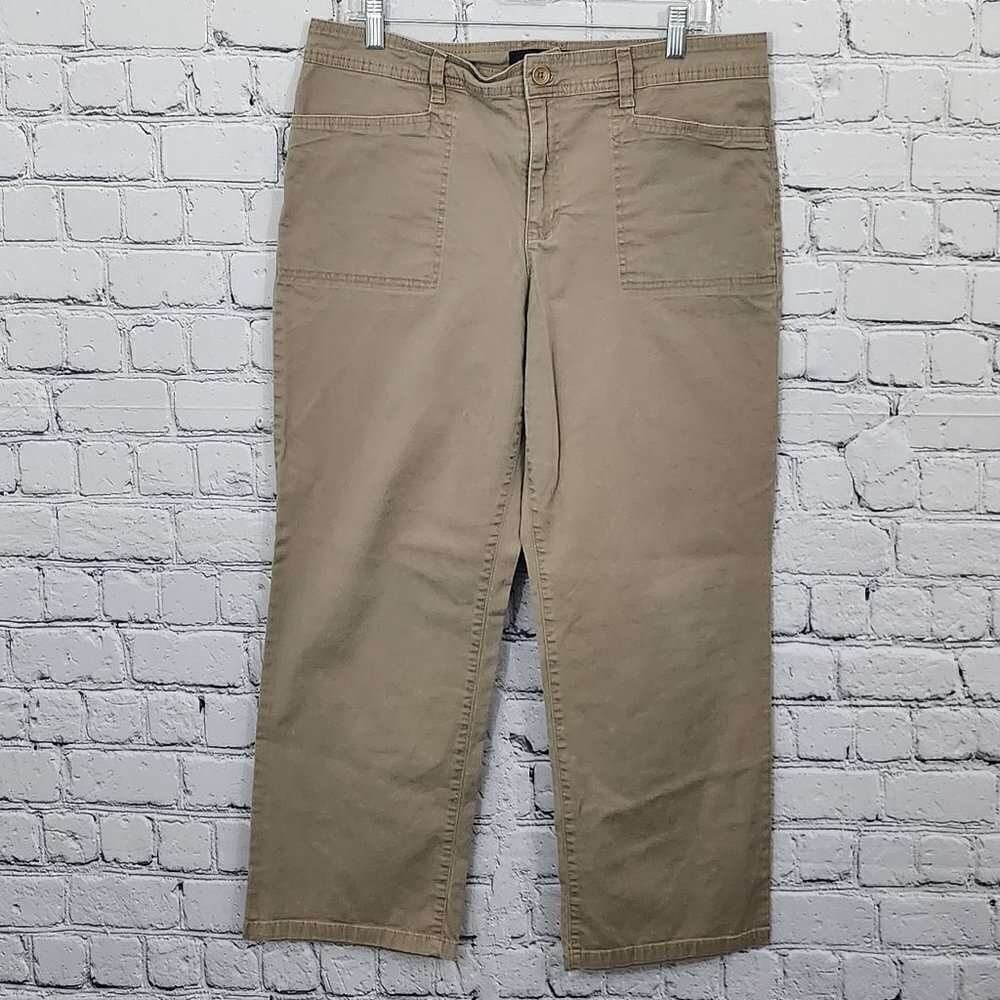 *Gloria Vanderbilt Tan Short Inseam Pants Womens 14 Straight Leg